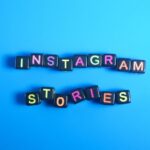 small black cube with the word Instagram stories.