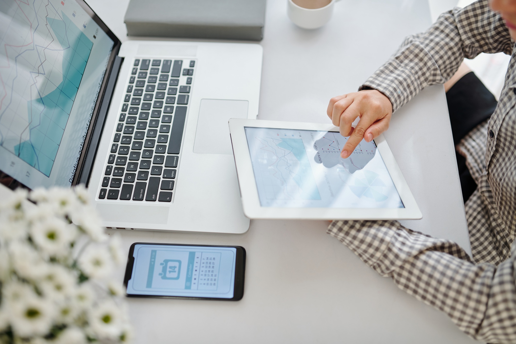Businesswoman analyzing sales