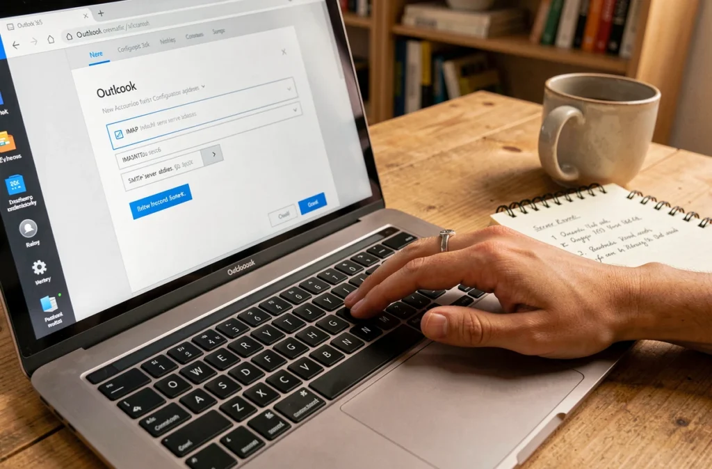 Gros plan sur la configuration des paramètres IMAP et SMTP de la messagerie INRAE dans Outlook 365