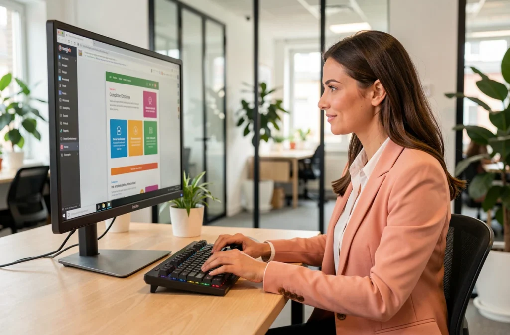 Développeuse web de l'agence Peach à Compiègne travaillant sur un projet de site web