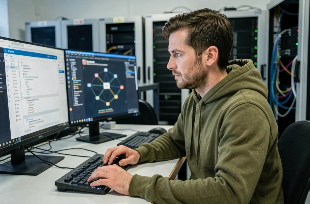 Développeur informatique de Gaboweb dans l'Oise travaillant sur une architecture de site web complexe