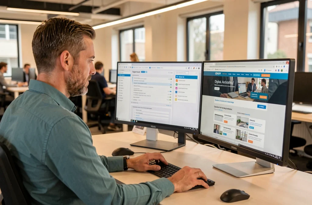 Consultant digital de Gaya optimisant la présence en ligne d'un client référencé dans l'Oise