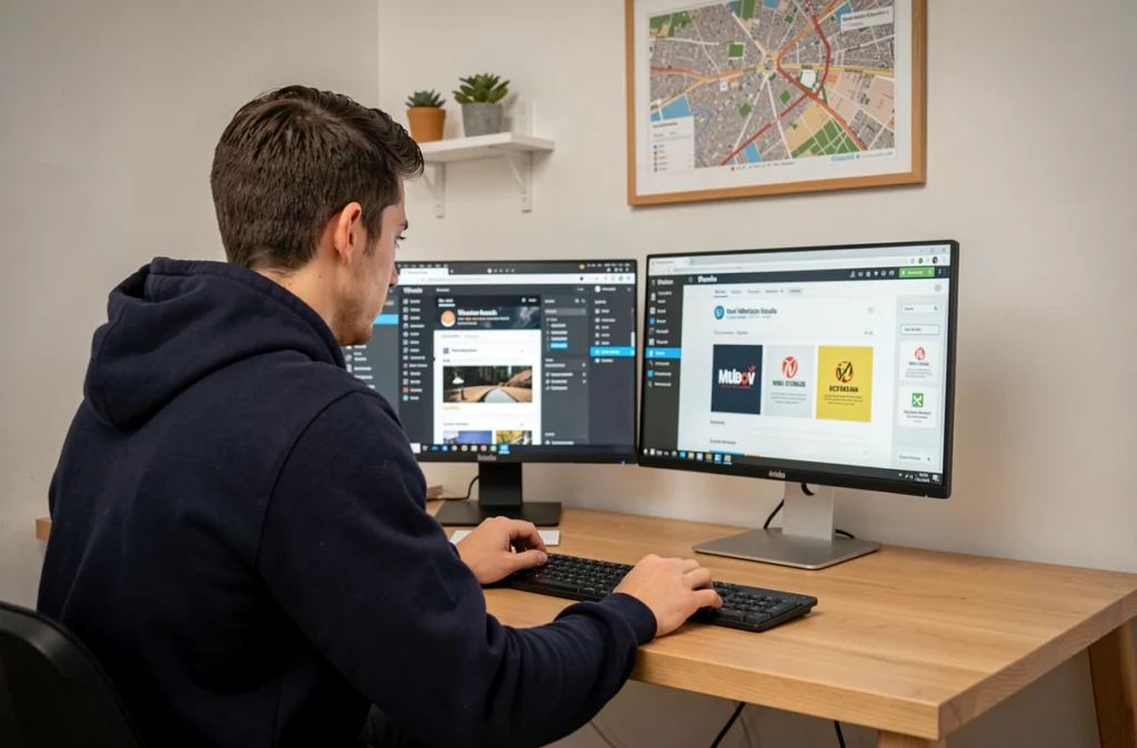 Développeur web indépendant de Jixart travaillant sur un site WordPress dans un studio local à Toulouse